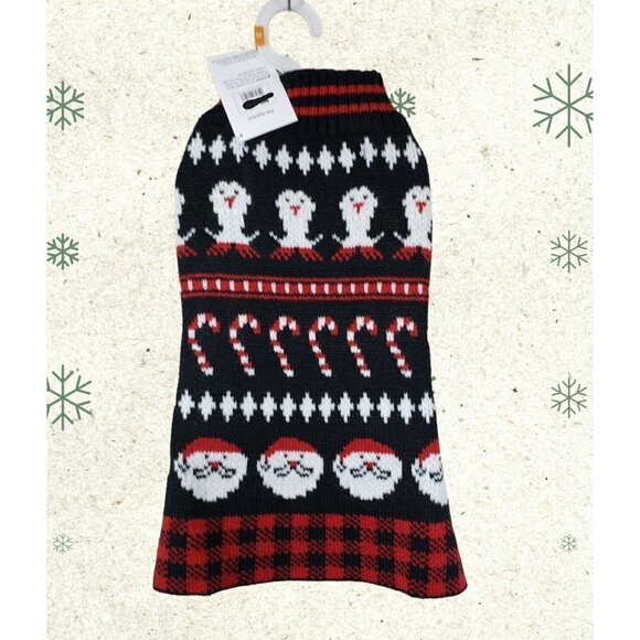 NWT Cat Dog Pet Sweater Size Small Christmas Penguin Santa Claus Candy Cane NEW - Picture 1 of 7